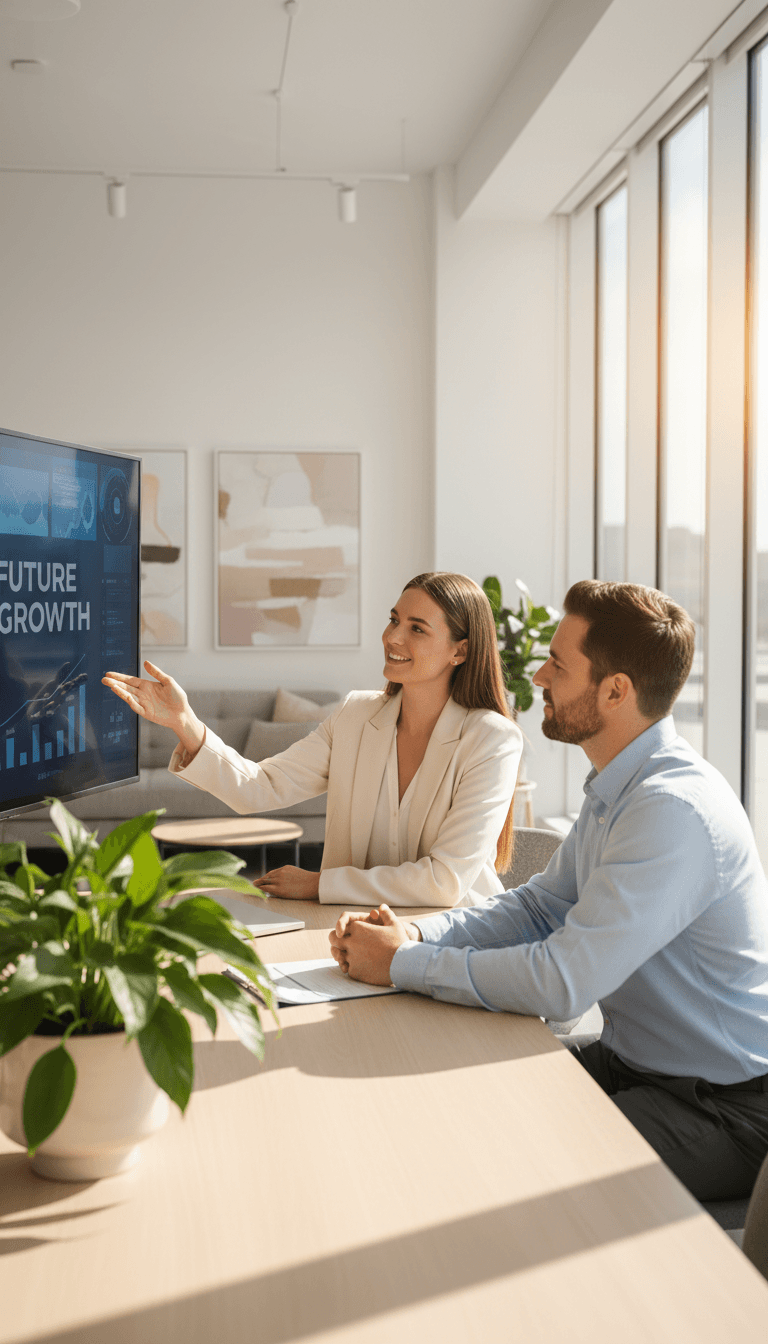 warm consultation between financial advisor and client in bright modern office
