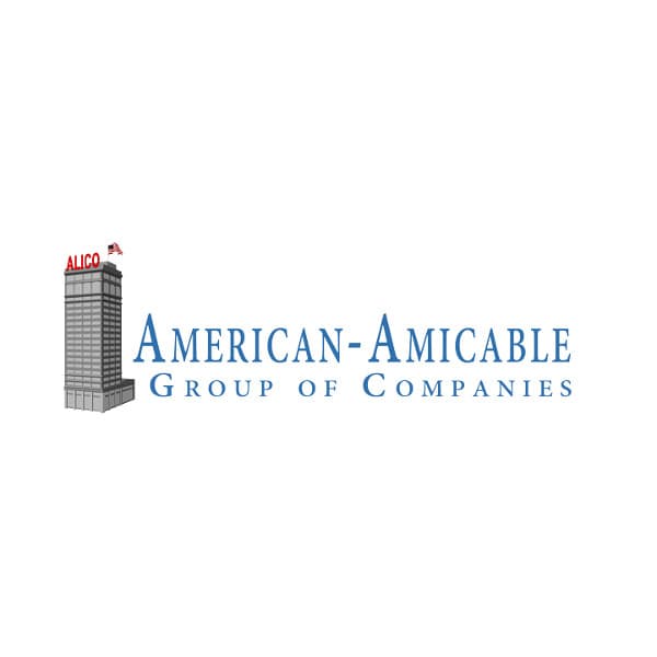 American-Amicable Group of Companies logo featuring a grey skyscraper with ALICO and an American flag.